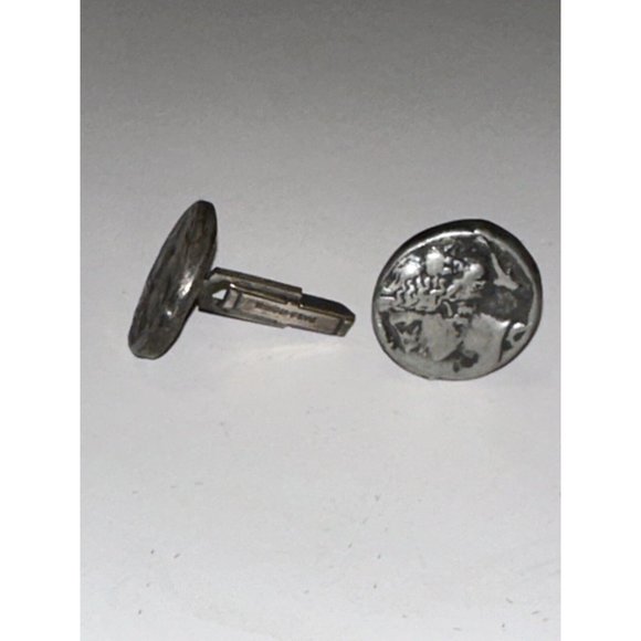Vintage Alva Studios Greek Silver Coin Reproduction Cuff Links Wedding Formal - Picture 2 of 7